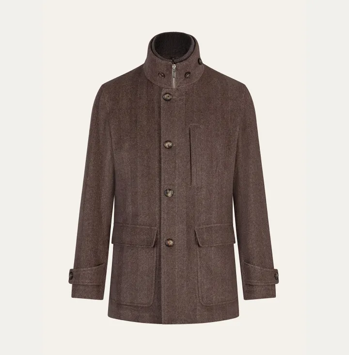 Field jacket in cashmere spinato