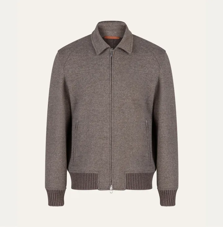 Bomber in lana e cotone sfoderato
