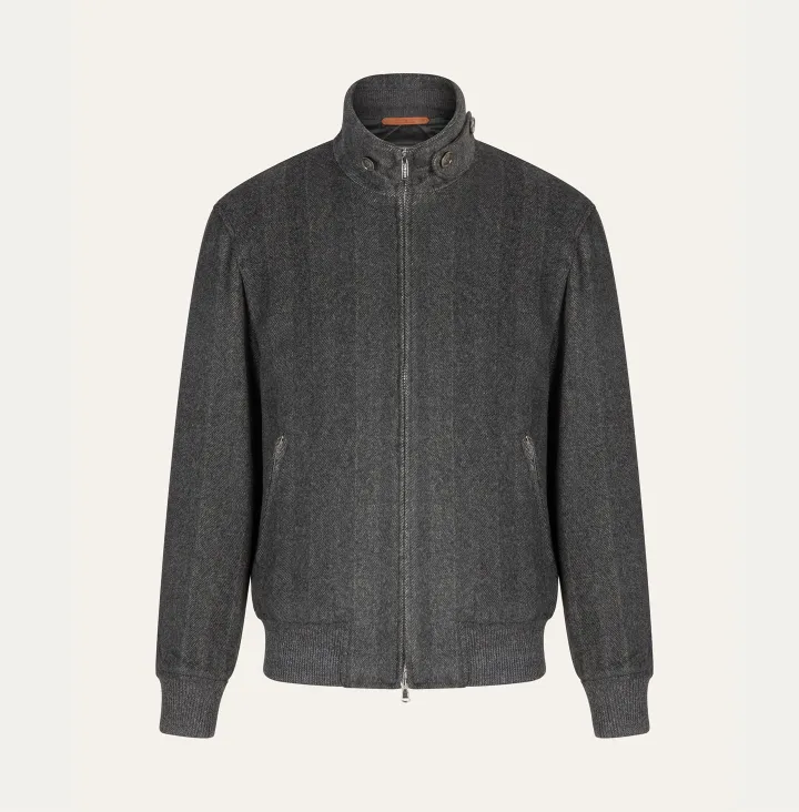 Herringbone cashmere bomber