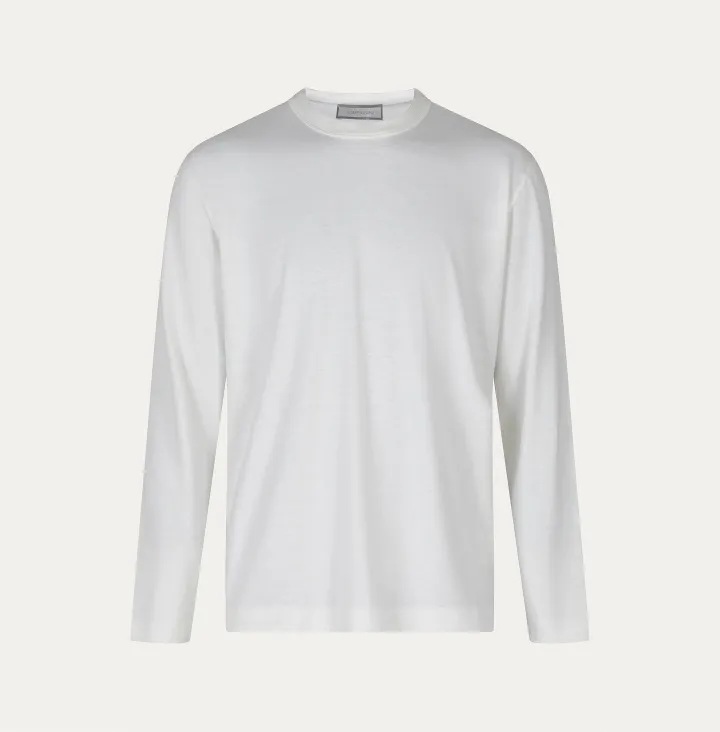 T-shirt girocollo manica lunga in seta cashmere