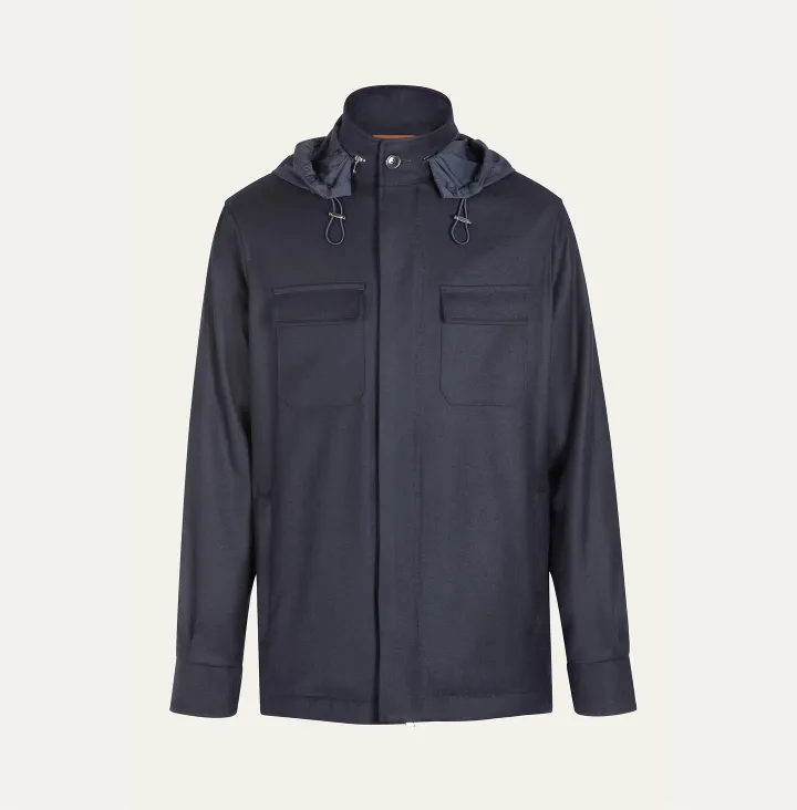 Outwear stile camicia con cappuccio a scomparsa