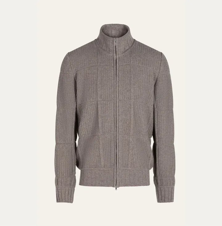 Cardigan con zip a motivi tridimensionali