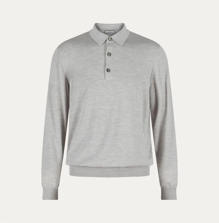 Maglia leggera con collo polo bottoni in cashmere lana