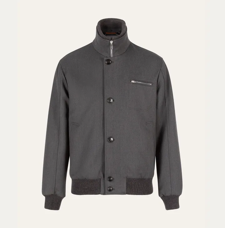 Bomber in lana con collo in maglia