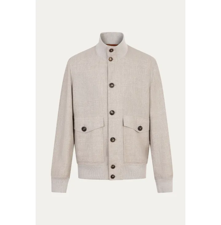 Prince of wales linen and wool bomber