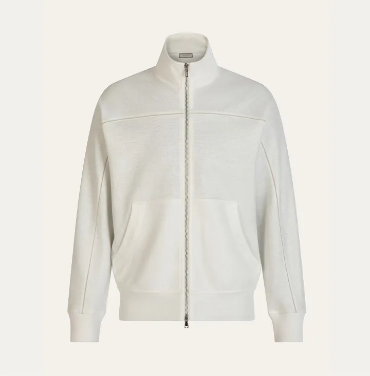 Topwear in lino e cotone con piping a contrasto