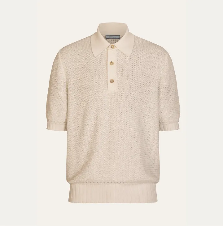 Polo in cotone con lavorazione tridimensionale